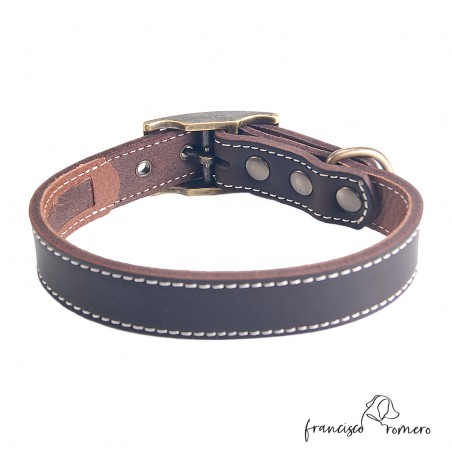 Collar Piel Funda Antiparasitaria Hebilla Alemana Oro Viejo