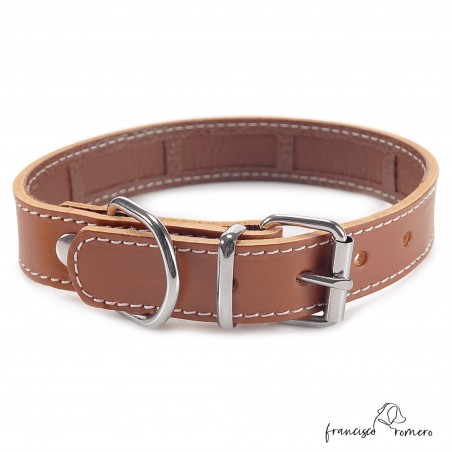 Collar Piel Funda Antiparasitaria Hebilla Rulo Caramelo